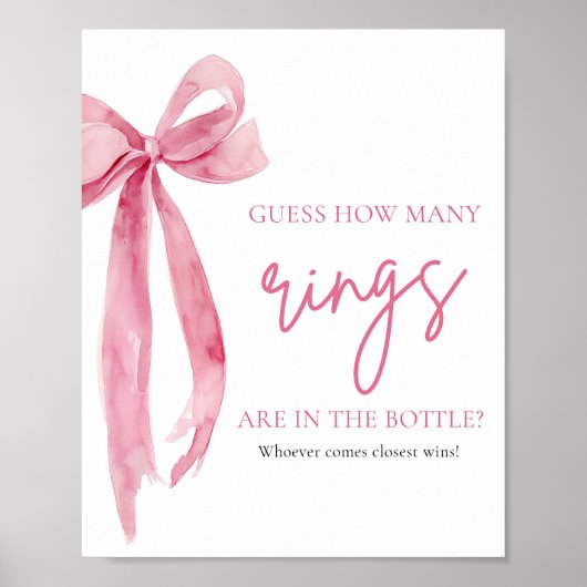 Elegant Blush Pink Bow raden hoeveel ringen spel Poster (Voorkant)