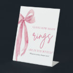 Elegant Blush Pink Bow raden hoeveel ringen spel Reclamebord Met Voetstuk<br><div class="desc">Het "Elegant Blush Pink Bow Guess How Many Rings"-spel is een charmante en interactieve aanvulling op elk vrijgezellenfeest. In dit spel worden gasten uitgenodigd om het aantal ringen in een decoratieve pot of container te raden. Met zijn verfijnde blush roze strik ontwerp en elegante presentatie, dit spel voegt een vleugje...</div>