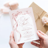 Elegant Blush Pink Bow Ribbon Vrijgezellenfeest Kaart