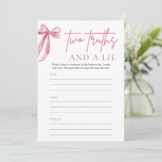Elegant Blush Pink Bow Twee waarheden en een leuge Kaart (Staand voorkant)