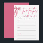 Elegant Blush Pink Bow Twee waarheden en een leuge Kaart<br><div class="desc">Bereid je voor op een avond vol elegantie en entertainment met "Elegant Blush Pink Bow: She's Tying the Knot Two Truths and a Lie"! Dit heerlijke vrijgezellenfeest spel voegt een vleugje charme en intriges toe aan elke viering als gasten hun kennis en intuïtie over het gelukkige paar testen. Het spel...</div>