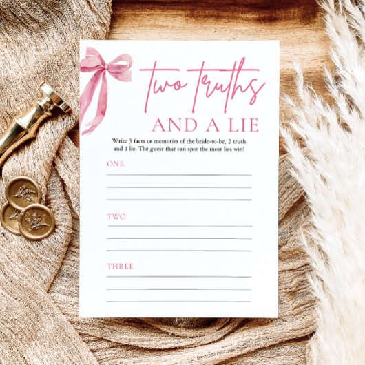 Elegant Blush Pink Bow Twee waarheden en een leuge Kaart