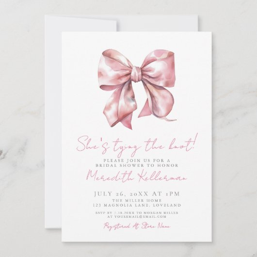 Elegant Blush Pink Bow Vrijgezellenfeest Kaart (Voorkant)