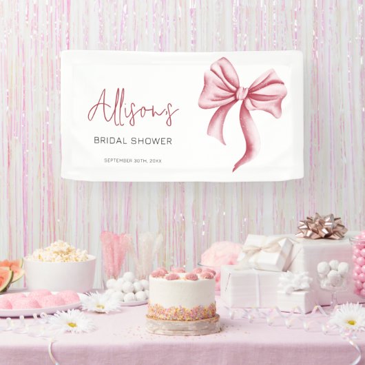 Elegant Blush Pink Bow Vrijgezellenfeest Spandoek (Feest)