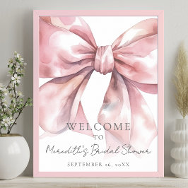 Elegant Blush Pink Bow Vrijgezellenfeest Welkomstb Poster
