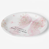 Elegant Blush Pink Bow Wildflower Baby Shower Papieren Bordje (Gekanteld)