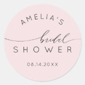 Elegant Blush Pink Bridal Shower Ronde Sticker (Voorkant)