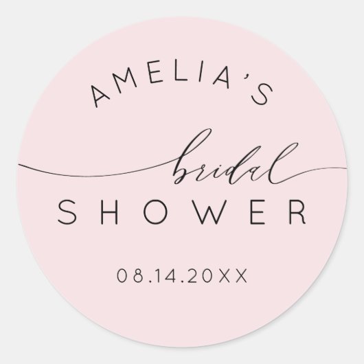Elegant Blush Pink Bridal Shower Ronde Sticker (Voorkant)
