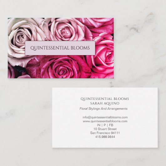 Elegant Blush Pink Business Card Visitekaartje (Voorkant / Achterkant)