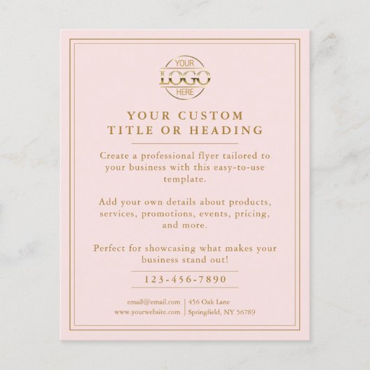 Elegant Blush Pink Business Logo Promotioneel Flyer (Voorkant)