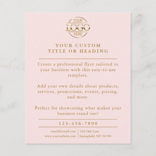 Elegant Blush Pink Business Logo Promotioneel Flyer (Achterkant)