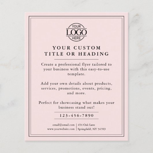 Elegant Blush Pink Business Logo Promotioneel Flyer (Voorkant)