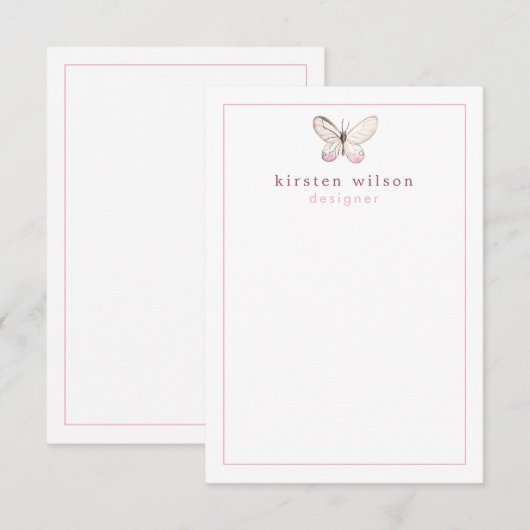 Elegant Blush Pink Butterfly - Aangepast Notitiekaartje (Voorkant / Achterkant)