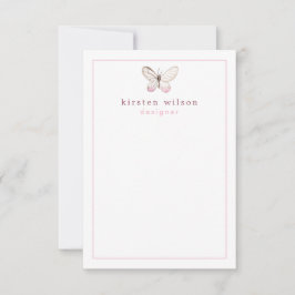 Elegant Blush Pink Butterfly - Aangepast Notitiekaartje