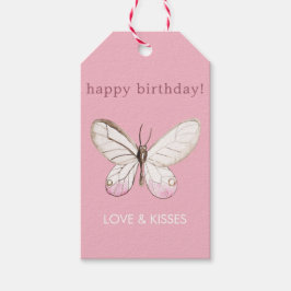 Elegant Blush Pink Butterfly Birthday Gift Labels Cadeaulabel