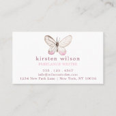 Elegant Blush Pink Butterfly Pattern Visitekaartje (Voorkant)