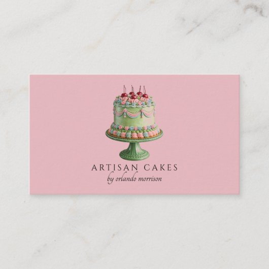 Elegant Blush Pink Cake Bakery  Visitekaartje (Voorkant)