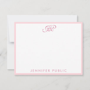 Elegant Blush Pink Calligraded Script Monogram Notitiekaartje