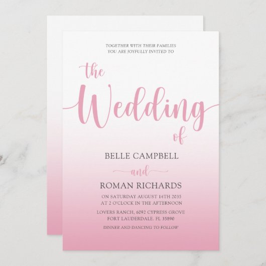 Elegant Blush Pink Calligraphy Script Weddenschap Kaart (Voorkant / Achterkant)