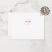 Elegant Blush Pink Calligraphy Split Monogram Notitiekaartje (Voorkant / Achterkant in situ)