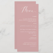Elegant Blush Pink Calligraphy Wedding Menu (Voorkant / Achterkant)
