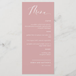 Elegant Blush Pink Calligraphy Wedding Menu