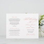Elegant Blush Pink Calligraphy Wedding Programs (Staand voorkant)