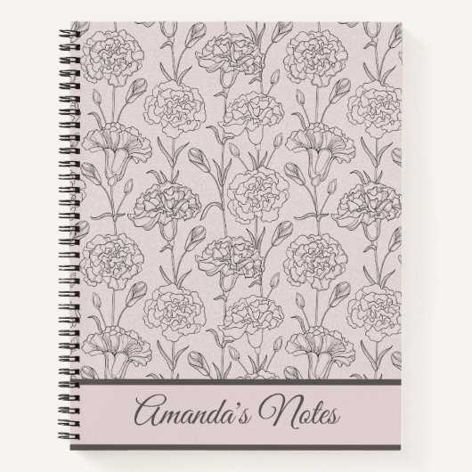 Elegant Blush Pink Carnatitude Journal Notitieboek (Voorkant)