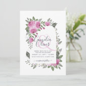 Elegant Blush Pink Cerise Floral Arch Wedding Kaart (Staand voorkant)