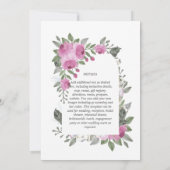 Elegant Blush Pink Cerise Floral Arch Wedding Kaart (Achterkant)