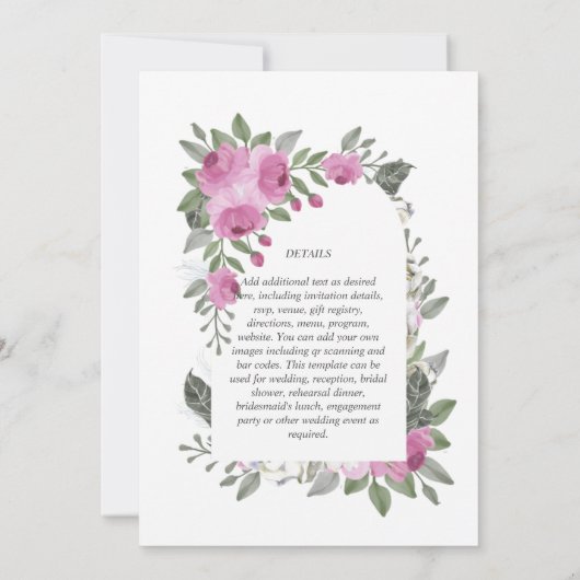 Elegant Blush Pink Cerise Floral Arch Wedding Kaart (Achterkant)
