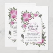 Elegant Blush Pink Cerise Floral Arch Wedding Kaart (Voorkant / Achterkant)