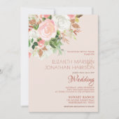 Elegant Blush Pink Champagne White Floral Wedding Kaart (Voorkant)