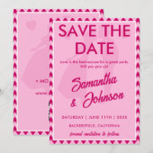 Elegant Blush Pink Chevron Stripe QR Code Save The Date (Voorkant / Achterkant)