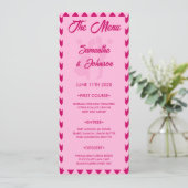 Elegant Blush Pink Chevron Stripe Wedding Dinner Menu (Staand voorkant)