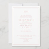 Elegant Blush Pink Classic Script Monogram Weddens Kaart (Voorkant)