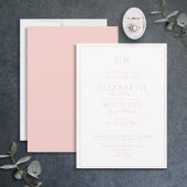 Elegant Blush Pink Classic Script Monogram Weddens Kaart