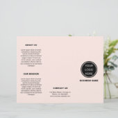 Elegant Blush Pink Company Logo Trifold Brochure (Staand voorkant)