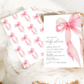 Elegant Blush Pink Coquette Bow Girl Baby shower Kaart