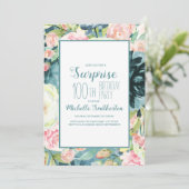 Elegant Blush Pink Cream Blauwgroen 100th Birthday Kaart (Staand voorkant)