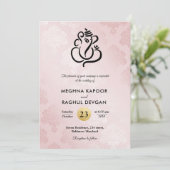 Elegant Blush Pink Damask Ganesha Indian Wedding Kaart (Staand voorkant)
