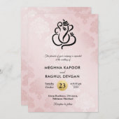 Elegant Blush Pink Damask Ganesha Indian Wedding Kaart (Voorkant / Achterkant)