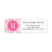 Elegant Blush Pink Damask gepersonaliseerd Etiket (Voorkant)