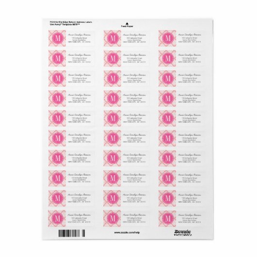 Elegant Blush Pink Damask gepersonaliseerd Etiket (Full Sheet)
