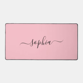 Elegant Blush Pink Desk Mat Featuring Your Name