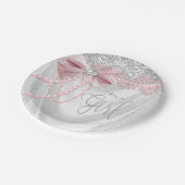 Elegant Blush Pink Diamond Pear Baby shower Papieren Bordje (Gekanteld)