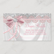 Elegant Blush Pink Diamond Pearl Diaper Raffle