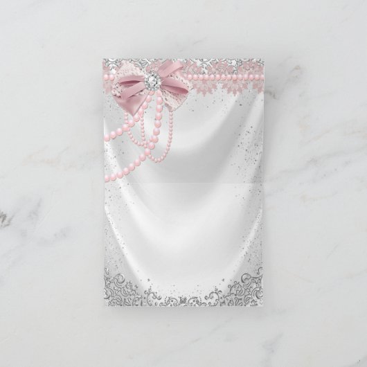 Elegant Blush Pink Diamond Pearl Girly Baby shower Bedankkaart (Binnen)