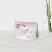 Elegant Blush Pink Diamond Pearl Girly Baby shower Bedankkaart (Voorkant)