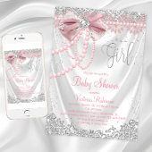 Elegant Blush Pink Diamond Pearl Girly Baby shower Kaart